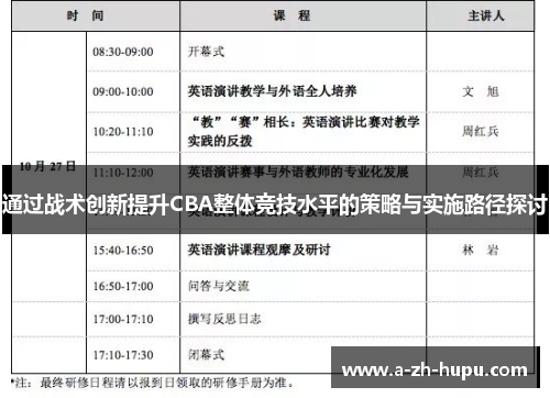 通过战术创新提升CBA整体竞技水平的策略与实施路径探讨